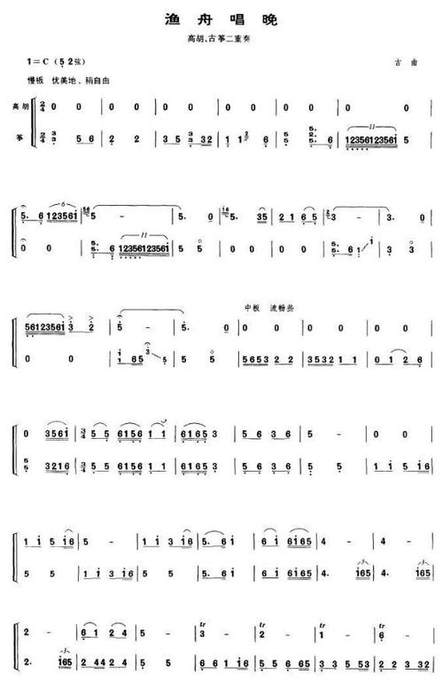 渔舟唱晚古筝笛子合奏谱 跪求一份 笛子主要的