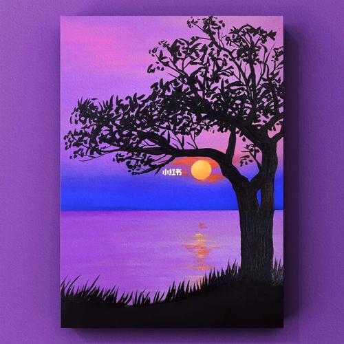 油画棒 夕阳(步骤图)_油画棒_夕阳_风景_治愈系_治愈
