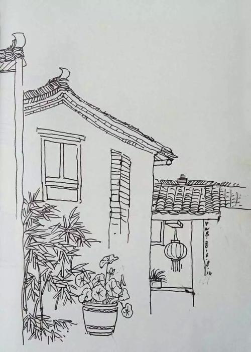 平落古镇简笔画