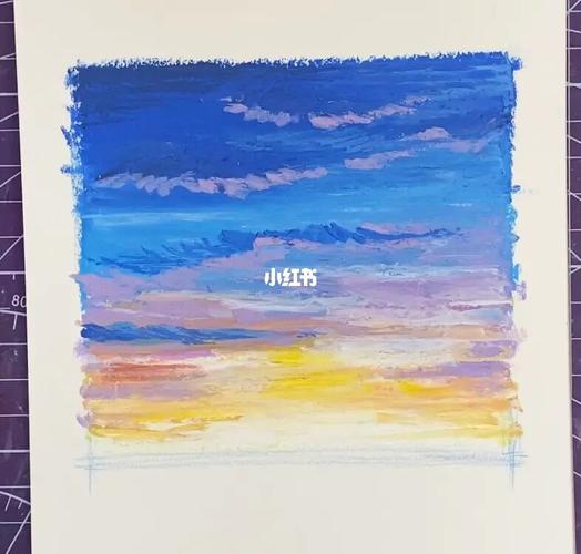 油画棒|ins风景小稿92日落余晖09图文教程_教程_油画棒_夕阳_风景