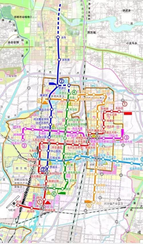 原创河北南部中心城市,邯郸远景规划6条地铁线路,212km,车站139座