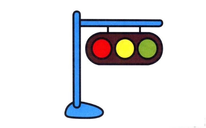 彩色交通灯简笔画画法_怎么画彩色交通灯的简笔画