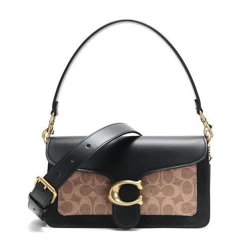 coach蔻驰奢侈品女士专柜款tabby系列老花图案涂层帆布26号中号手提包