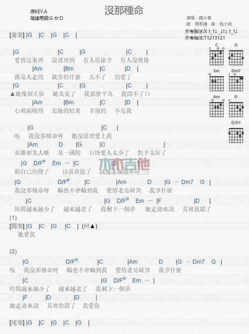 《没那种命》吉他谱