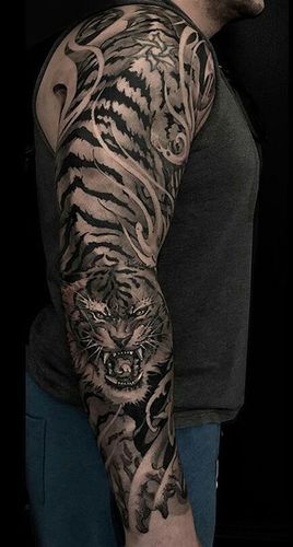 猛虎下山纹身
