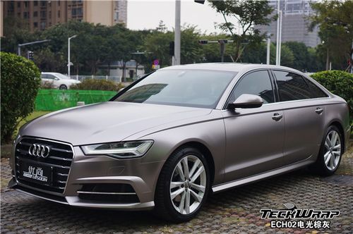 奥迪a6汽车改色美国秃鹰teckwrapech02电光棕灰