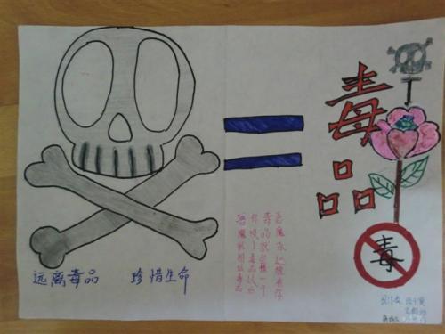 小学生手绘禁毒宣传画