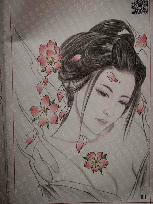 纹身素材--艺伎花旦1