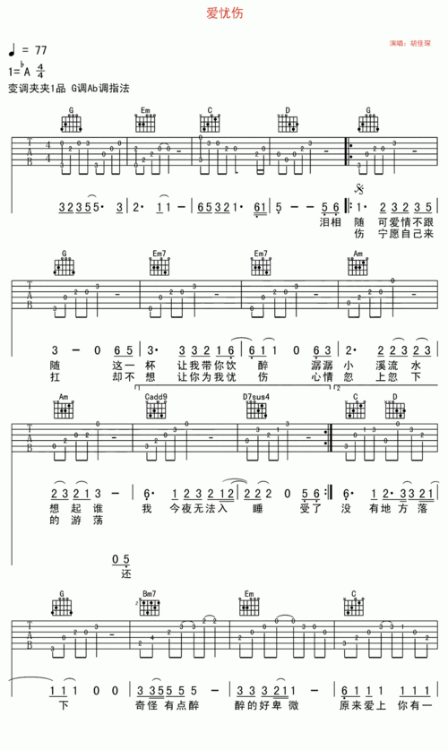 爱忧伤 吉他谱 -vanlepie-玩乐派