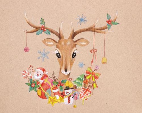 彩铅 圣诞麋鹿 新手入门