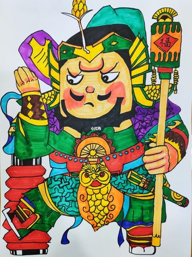 门神_美术_上色_马克笔_少儿美术_文化_绘画