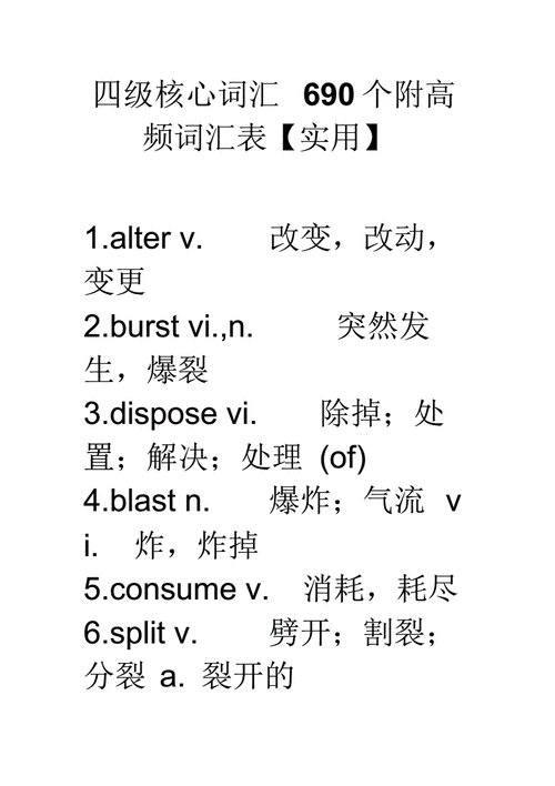 大学英语四级核心词汇附高频词汇表pdf94页