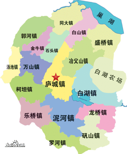 庐江县行政区划示意图