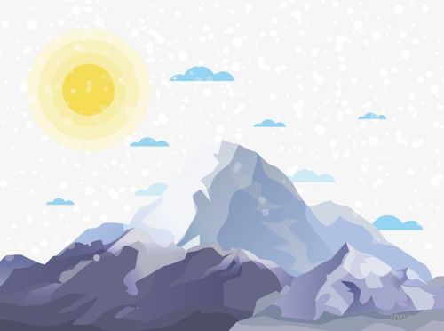 卡通太阳大山png素材透明免抠图片-其他元素