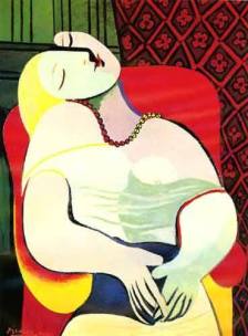 色彩也极其单纯,但这幅画是毕加索以立体派描绘女人形象和新古典派