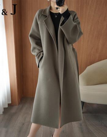 原辑上身超范儿21秋冬羊绒大衣两侧开叉气质羊毛呢子大衣女双面毛呢