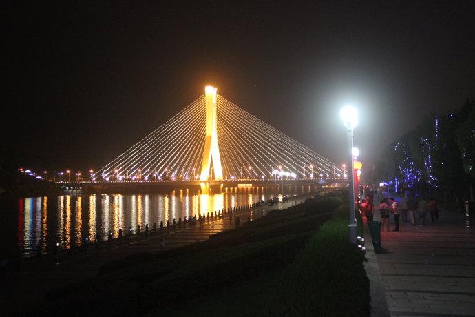 丽水夜景 瓯江防洪堤紫金大桥
