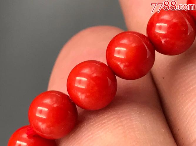 6.4毫米天然有机红宝石珊瑚手串特价保真假一赔万_价格1500.