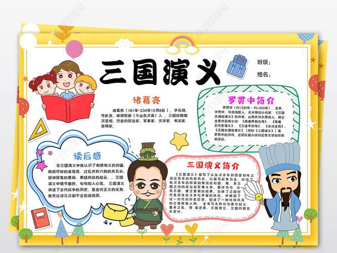 原创四大名著三国演义传统国学绘画模版电子小报线稿涂色版权可商用