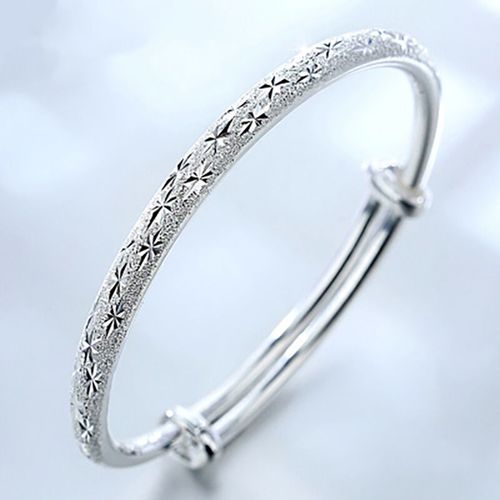 日韩新款满天星纯银手镯时尚流行推拉手环简约手链银