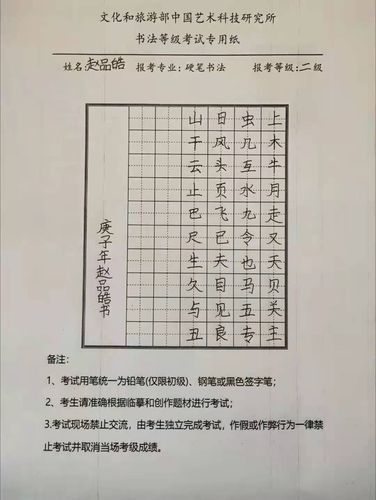 "快乐写字,写漂亮字"洒河博大书苑学员参加全国硬笔书法考级考试