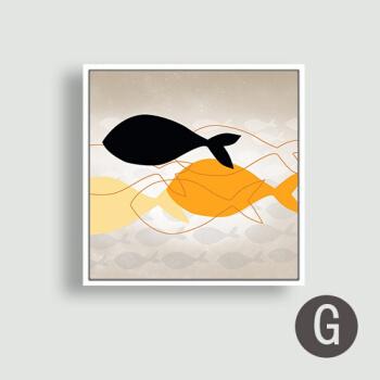 餐厅装饰画鱼客厅挂画新中式沙发背景墙画现代简约卧室三联抽象画 鱼