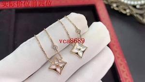 纯18k金不规则lv白贝母菱形单花项链耳钉手链锁骨链