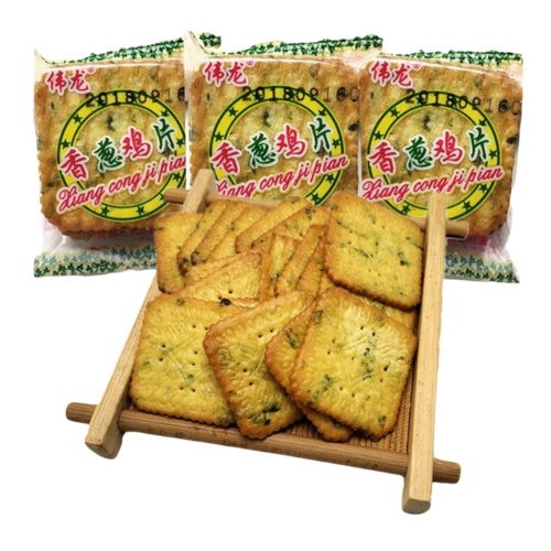 伟龙薄饼干香葱鸡片整箱10斤包邮经典薄脆葱香味咸味