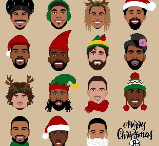 有点好看!篮网官方晒众球员的卡通头像庆祝圣诞节