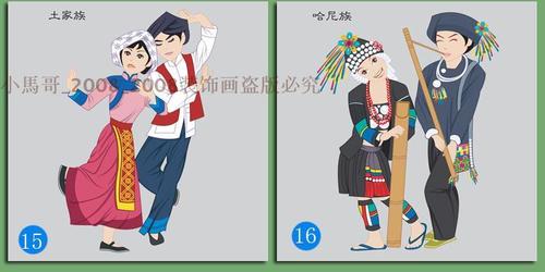 56个民族人物幼儿园教室走廊壁画推荐