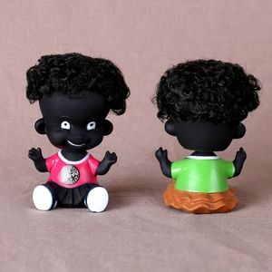 喜怒哀乐黑人表情娃娃小黑人摇头娃娃摆件卡通搪胶储钱罐创意礼物