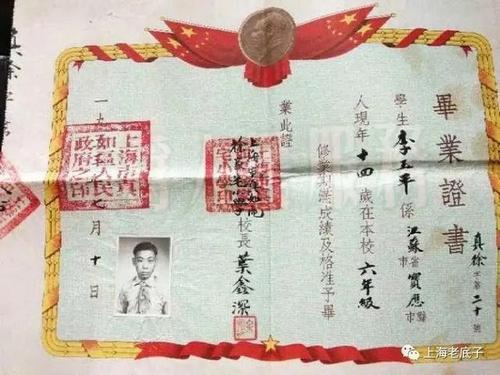 上海市真如区徐家宅小学毕业证书(1953年)