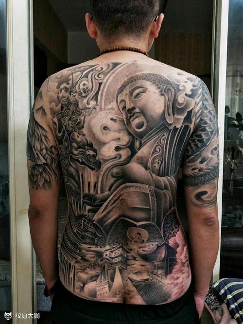 满背大日如来_纹身图案手稿图片_沈阳尊皇纹艺的纹身