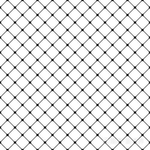 无缝的黑色和白色圆形正方形网格图案背景-矢量图形从对角方块