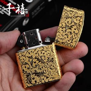 纯金zippo打火机正版原装芝宝防风银包金煤油zipoo男士刻字定制