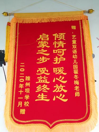成长的路上,感恩有你--艺童双语幼儿园锦旗篇