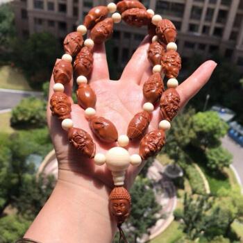 如懿恋 手工雕刻橄榄核雕十八罗汉长串 橄榄核18罗汉 橄榄核雕刻男款