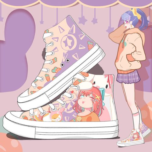 软妹动漫魔法少女女学生甜爱高帮鞋日系二次元手绘