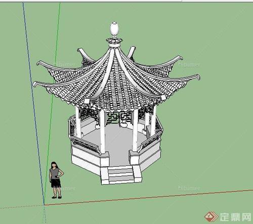 某古典中式风格八角亭设计su模型