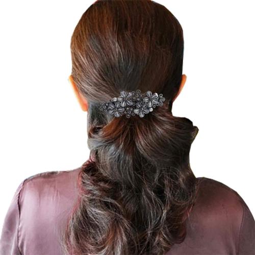 一字发夹后脑勺夹发尾妈妈盘发夹子老人水钻横夹发饰