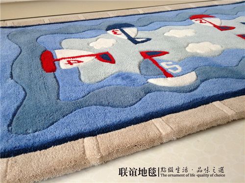 包邮 地中海圆形帆船地毯 客厅卧室腈纶卡通儿童电脑椅垫吊篮地垫