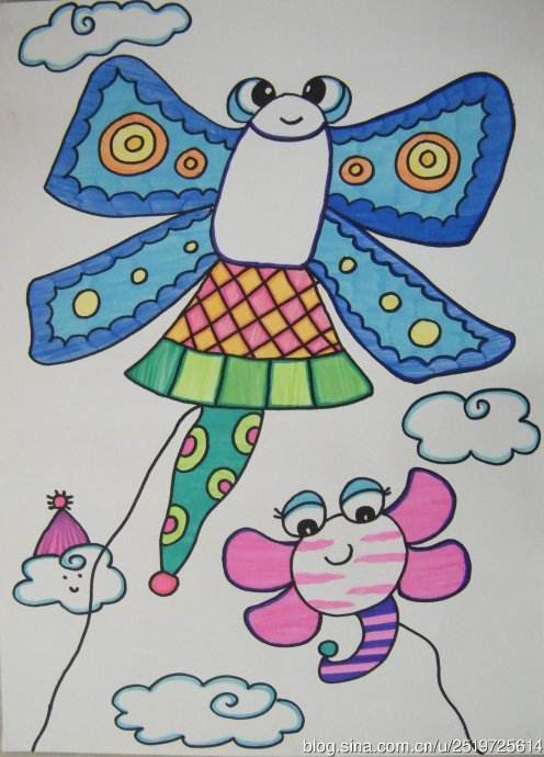 风筝图片唯美儿童画风筝图片大全手绘绘画