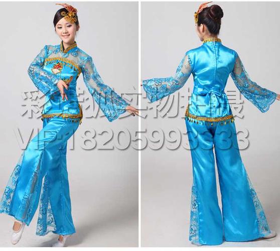 广场舞套装腰鼓舞秧歌服 舞蹈服装演出服套装 女开门红民族扇子舞套装