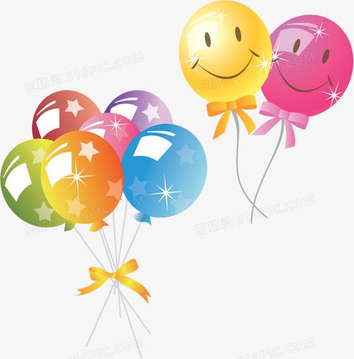 手绘可爱卡通气球星星笑脸