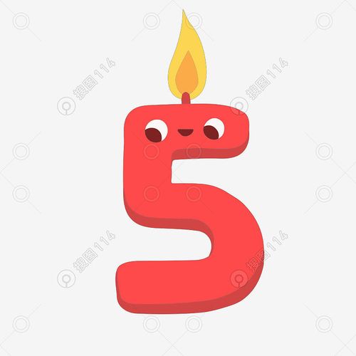 卡通生日蜡烛数字5