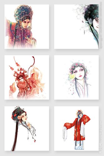 手绘水墨京剧人物插画图片