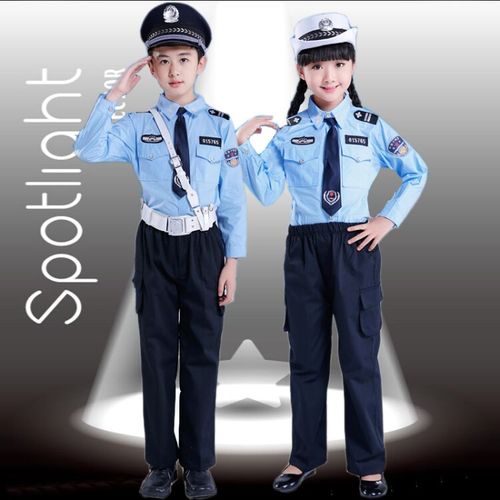 儿童小军装小交警演出服幼儿园舞台摄影服男女小特警察衣服表演服