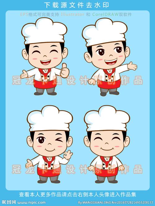 原创卡通手绘小厨师矢量图集图片