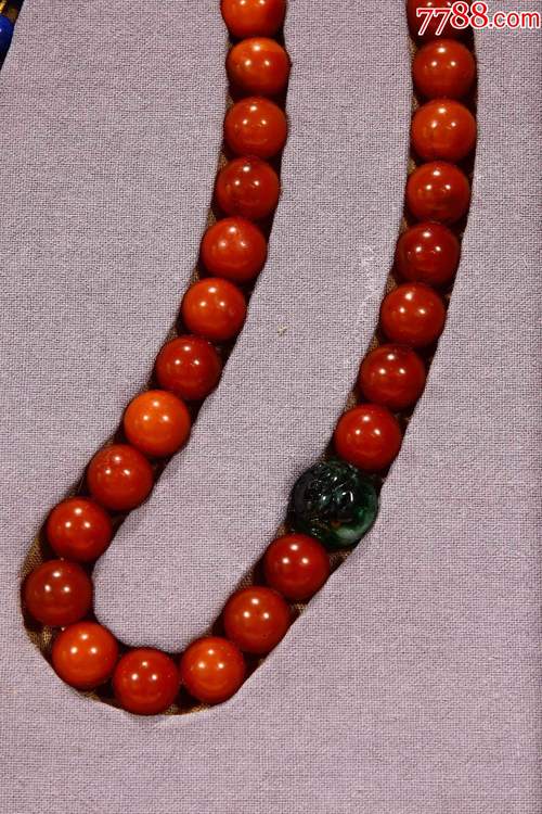 清代:南红朝珠手链挂件一盘1-玛瑙/宝石手串-7788文玩