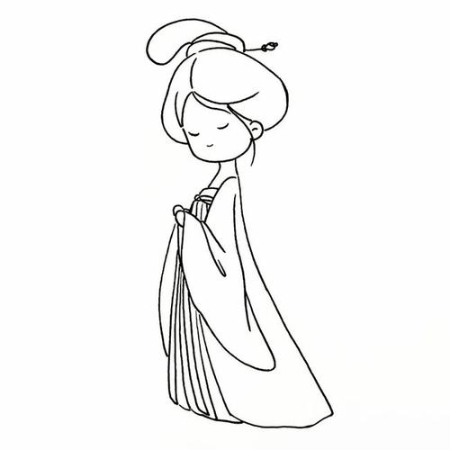 每天学一幅简笔画采莲的古装美女